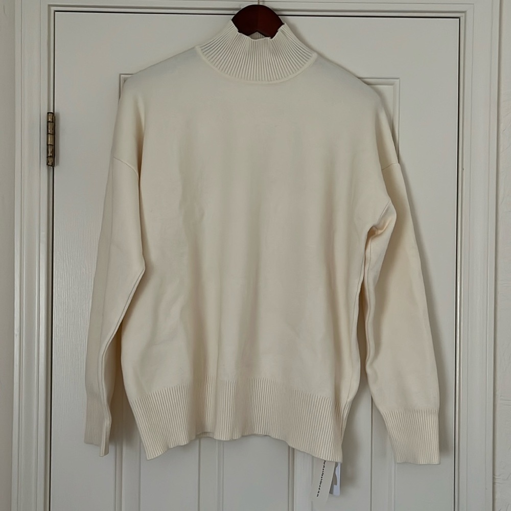 Commense Mock Neck Cream Sweater
